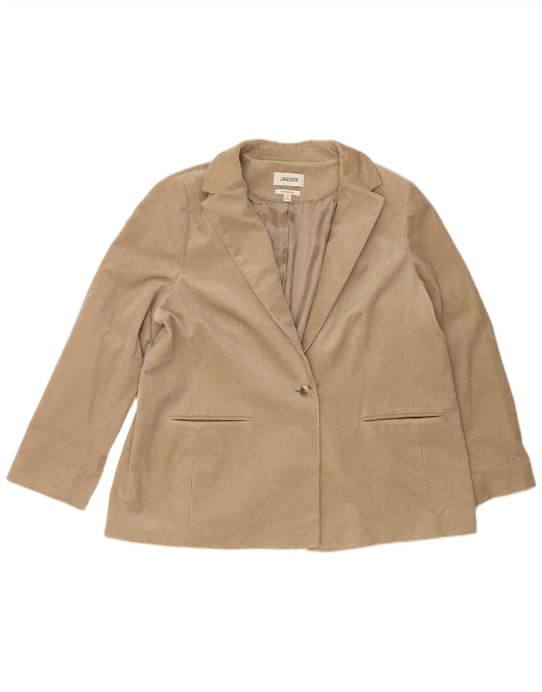 JAEGER Veste blazer en velours côtelé pour femme 1 bouton UK 20 2XL Coton beige