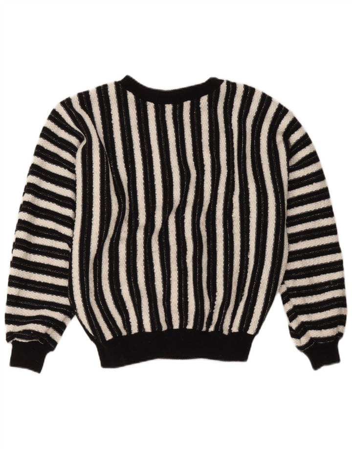 C&A Pull ras du cou pour femme UK 14 Acrylique rayé noir moyen