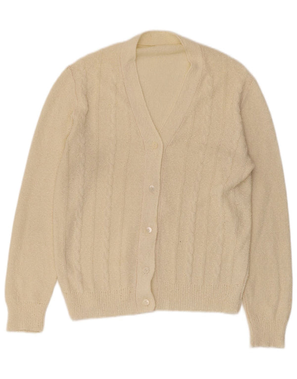 vintage Femme Cardigan Pull UK 14 Beige Moyen