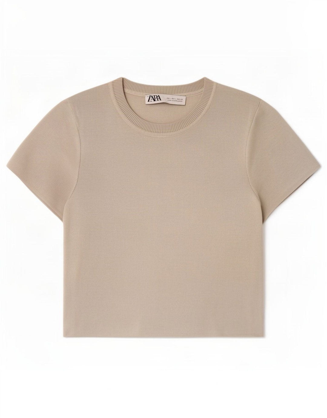 Zara Femme Crop Top UK 14 Large Gris Viscose
