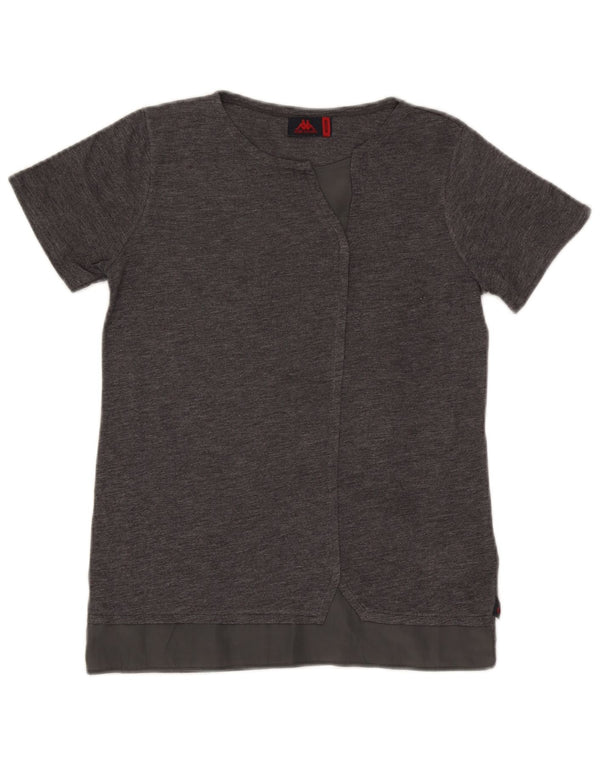 Kappa T-Shirt Femme Top UK 12 Gris Moyen Polyester