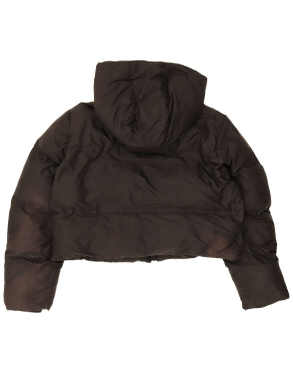 Zara Veste matelassée surdimensionnée à capuche pour femme UK 10 Small Noir Polyester