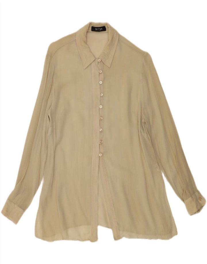 Nitya Chemisier transparent pour femme EU 38 Viscose beige moyen