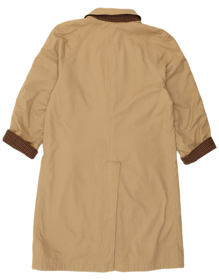 vintage Femmes Réversible Pardessus EU 48 2XL Brun Poule Laine