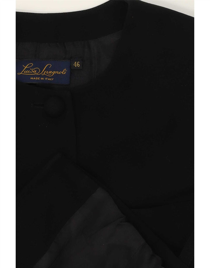 Luisa Spagnoli Veste Blazer à Manches Courtes à 5 Boutons pour Femme IT 46 Large Noir