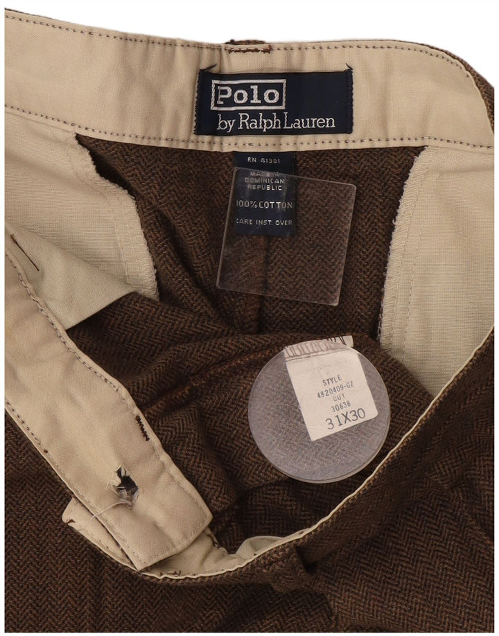 Polo Ralph Lauren Pantalon décontracté pour homme W31 L30 en coton à chevrons marron