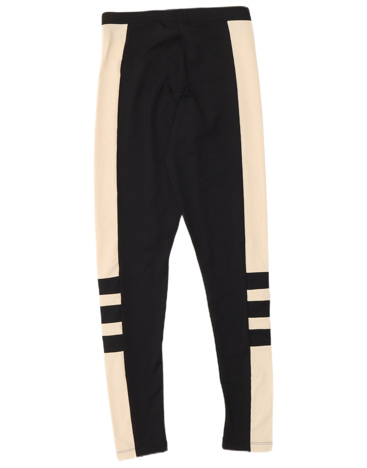 ADIDAS Leggings Femme UK 8 Petit Noir Colorblock Polyester