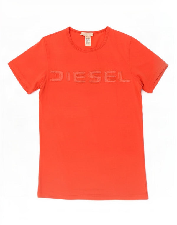 Diesel T-shirt graphique pour femme UK 14 Large Rouge Coton