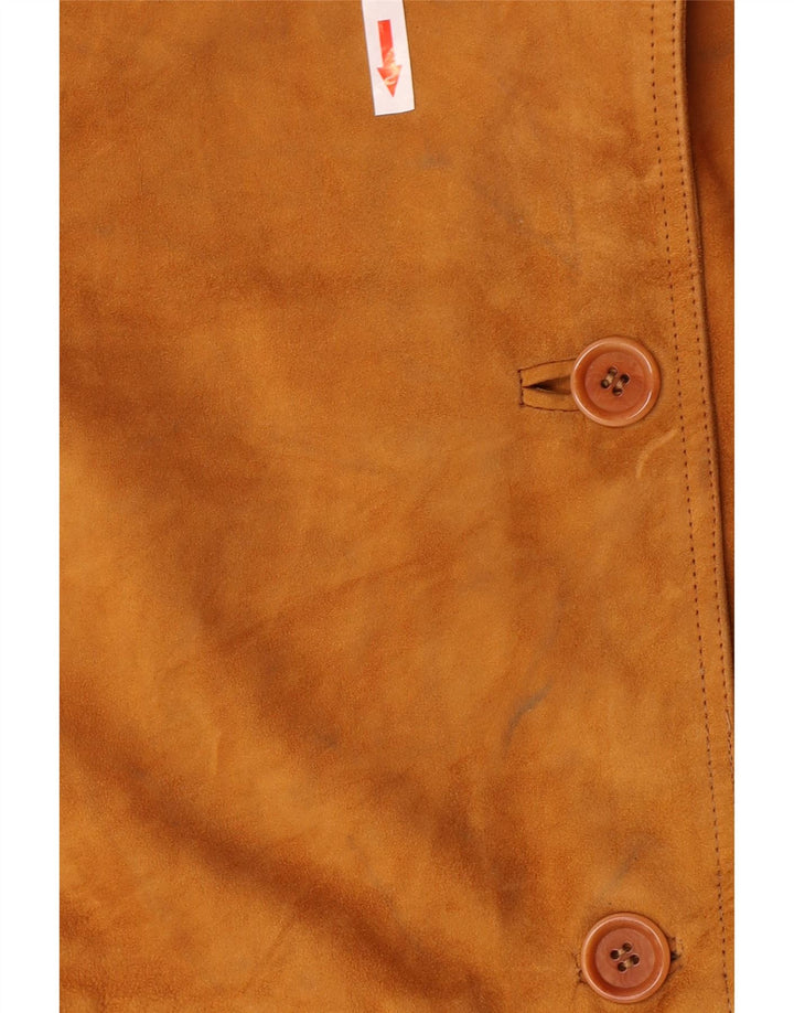 veste en daim femme vintage UK 10 Petit Brun