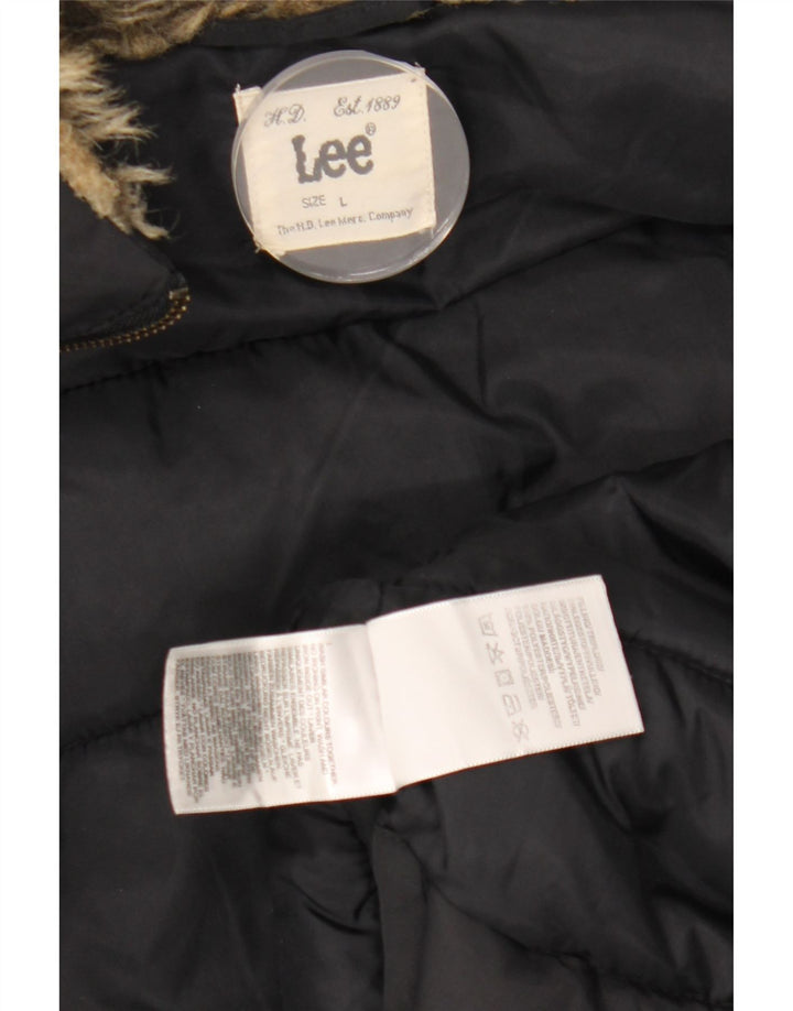 LEE Veste matelassée à capuche pour femme UK 16 Large Noir Polyester