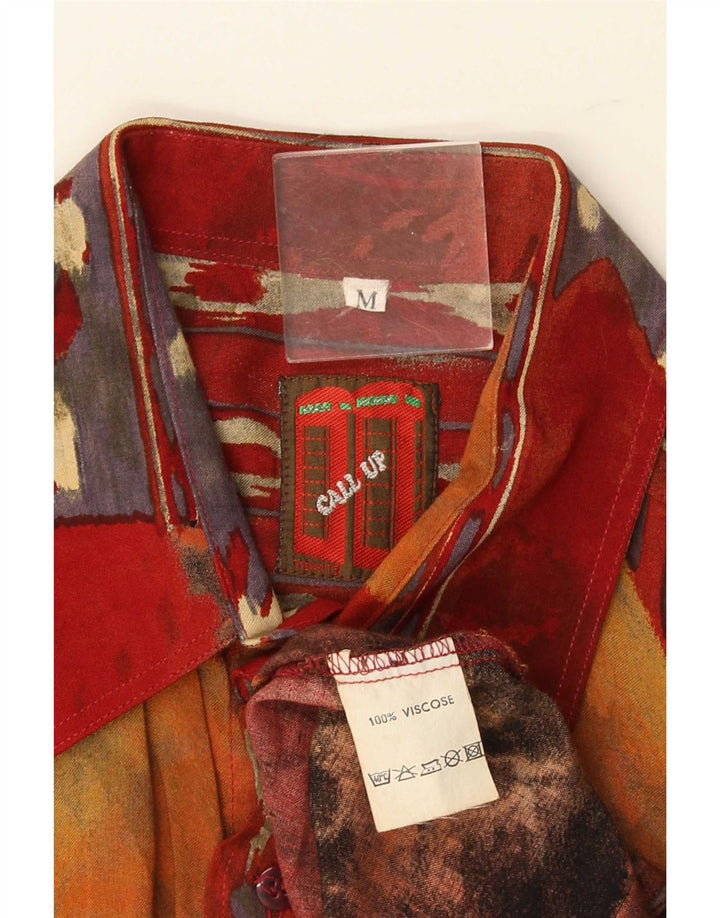 Chemise à motif abstrait vintage pour homme en viscose multicolore moyenne