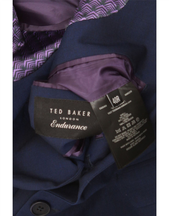 Ted Baker Veste blazer à 2 boutons pour homme UK 40 Large Bleu marine en laine