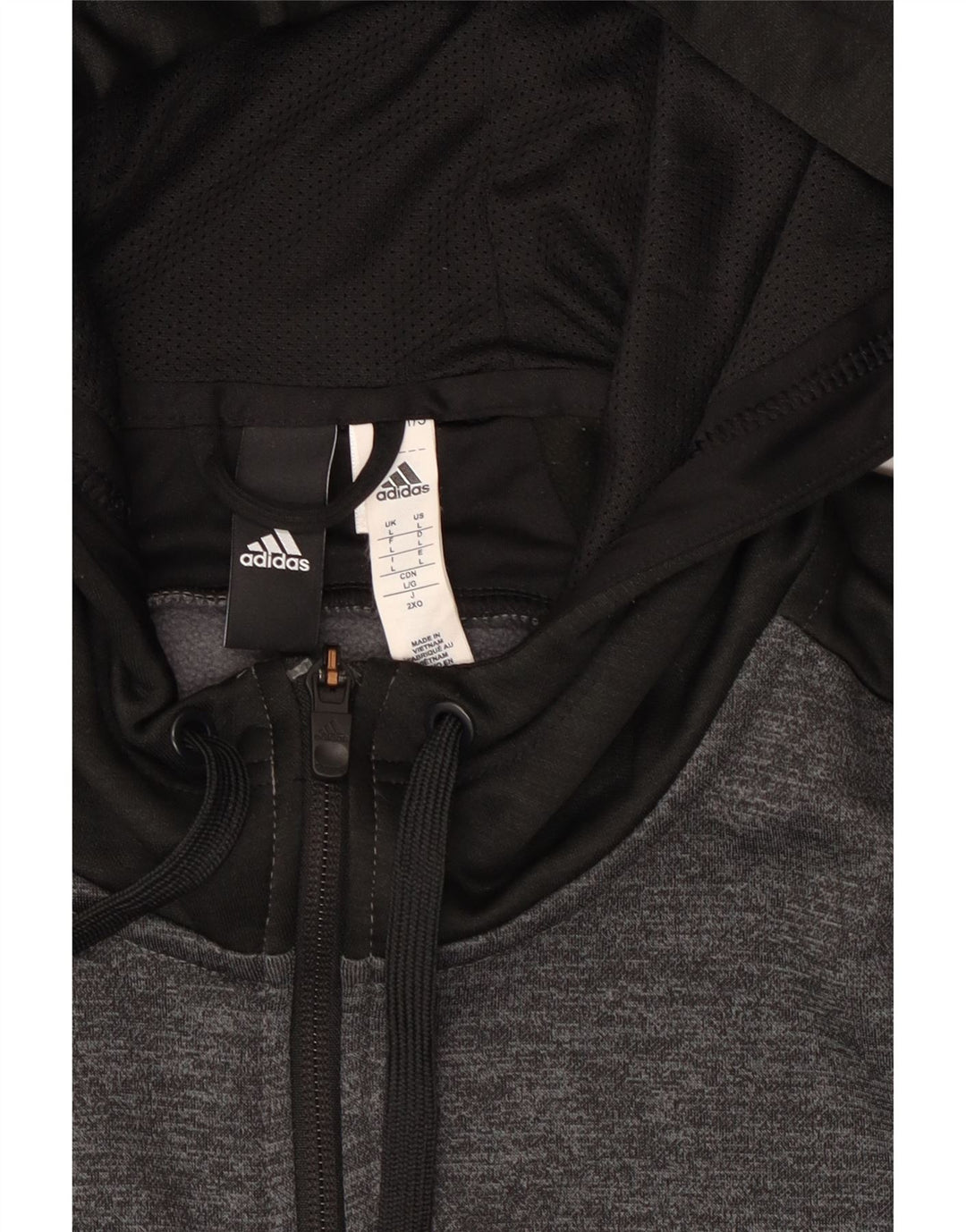 Adidas Pull à capuche zippé pour homme Large Gris Colorblock Polyester