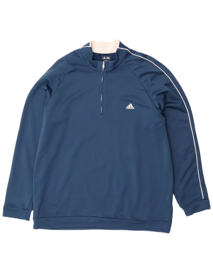 Adidas Hommes Climalite Zip Neck Pull Survêtement Top 2XL Bleu Polyester