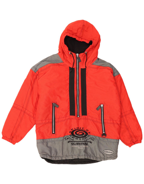 Survival Anorak à capuche graphique pour homme UK 42 XL Rouge Colorblock Nylon