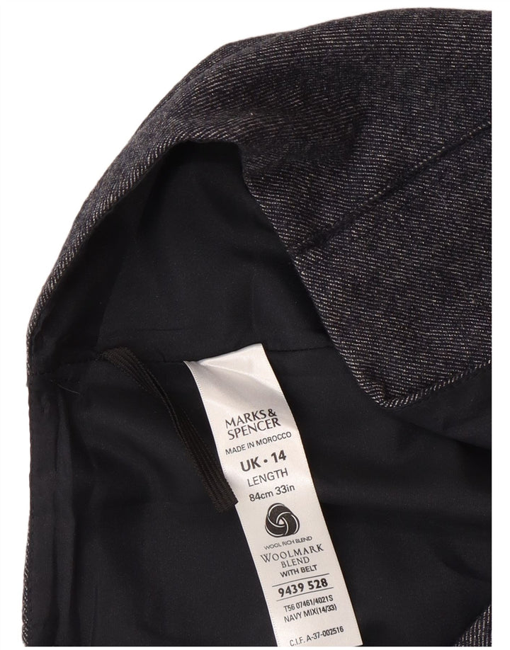 Marks & Spencer Jupe mi-longue pour femme UK 14 Medium W30 Bleu marine Laine