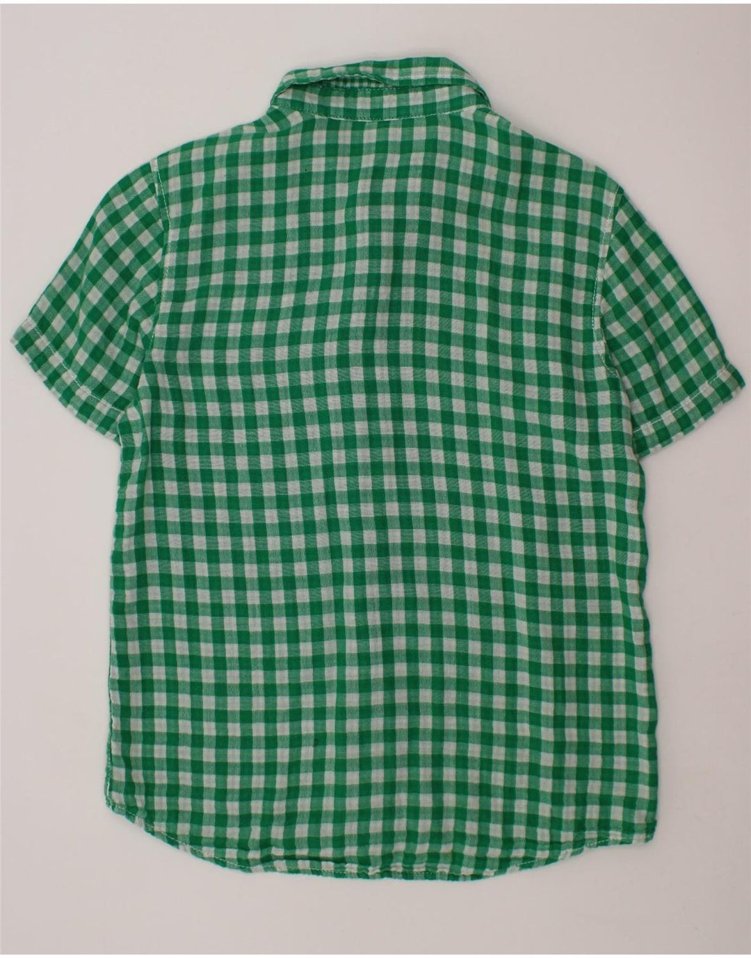 BENETTON Chemise à Manches Courtes Garçon 10-11 Ans Vichy Vert