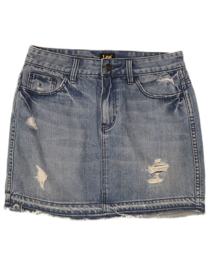 Lee Jupe en jean vieilli pour femme US 7 Medium W28 Bleu Coton