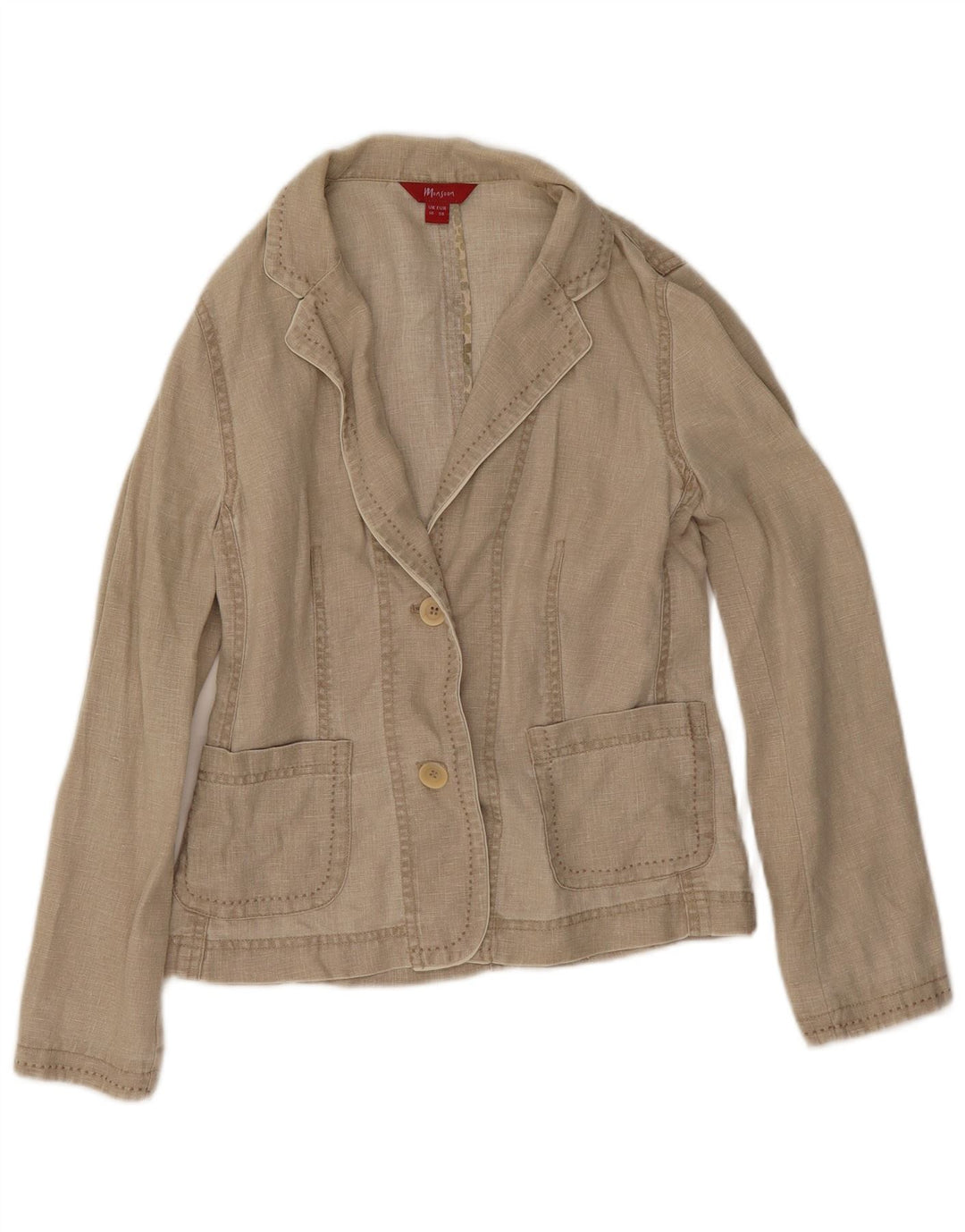 Monsoon Veste blazer à 2 boutons pour femme UK 10 Petit lin beige