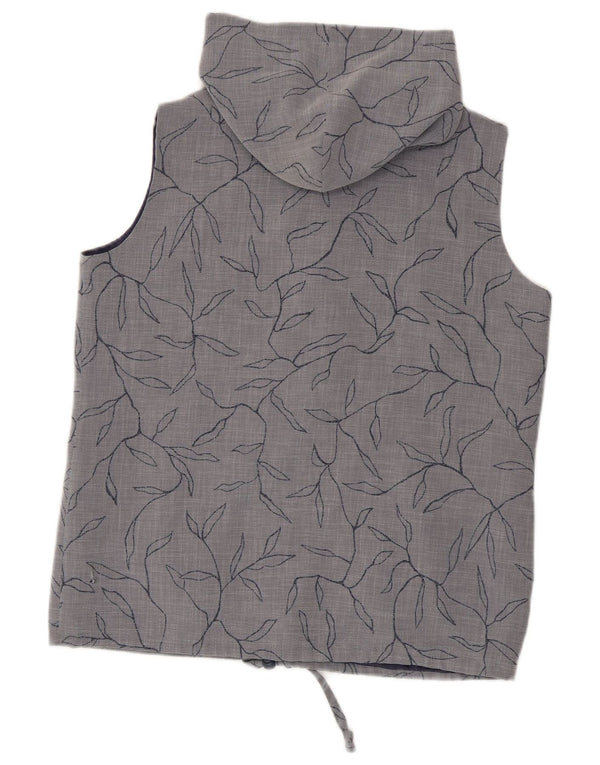 Max Pierre Gilet à capuche pour femme UK 44 Large Gris Floral Polyester