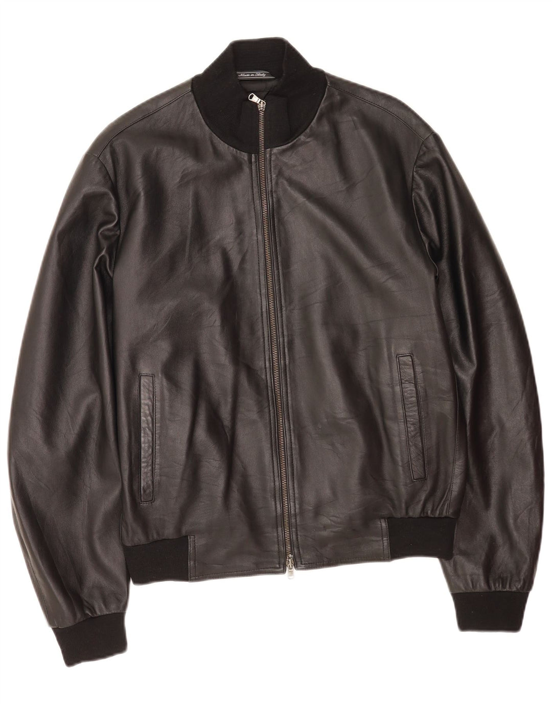 veste en cuir homme vintage IT 50 Grand cuir noir