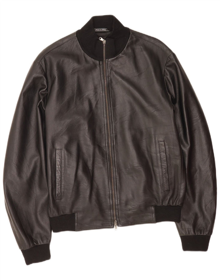 veste en cuir homme vintage IT 50 Grand cuir noir