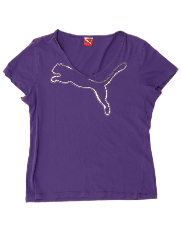PUMA T-shirt graphique pour femme UK 14 Violet moyen