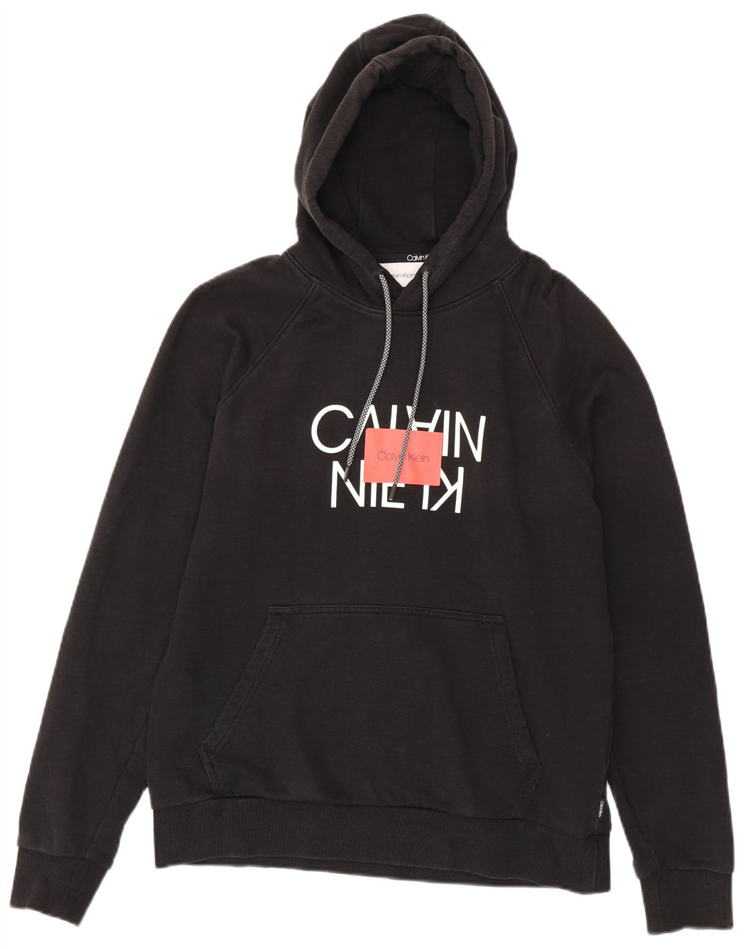 Calvin Klein Pull à capuche graphique pour homme en coton noir moyen