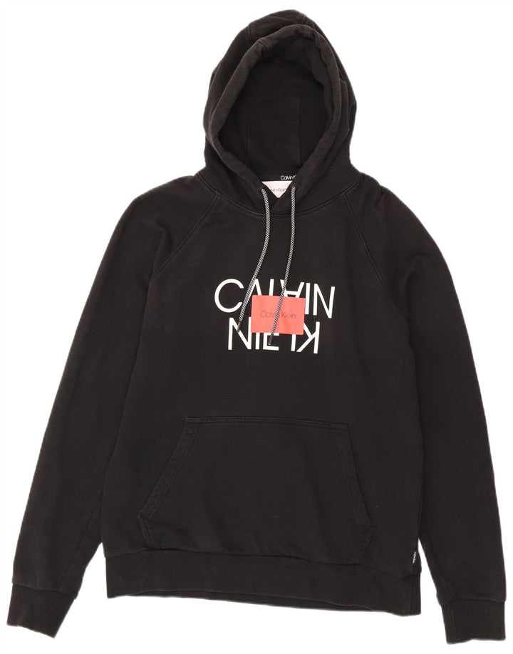 Calvin Klein Pull à capuche graphique pour homme en coton noir moyen