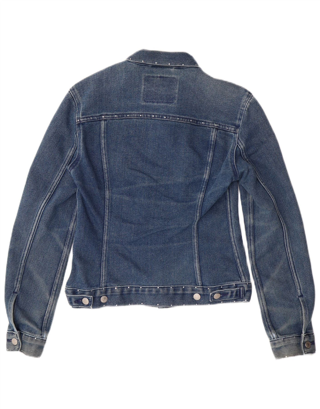 Levi's Veste en Jean Crop Femme UK 12 Bleu Moyen Coton