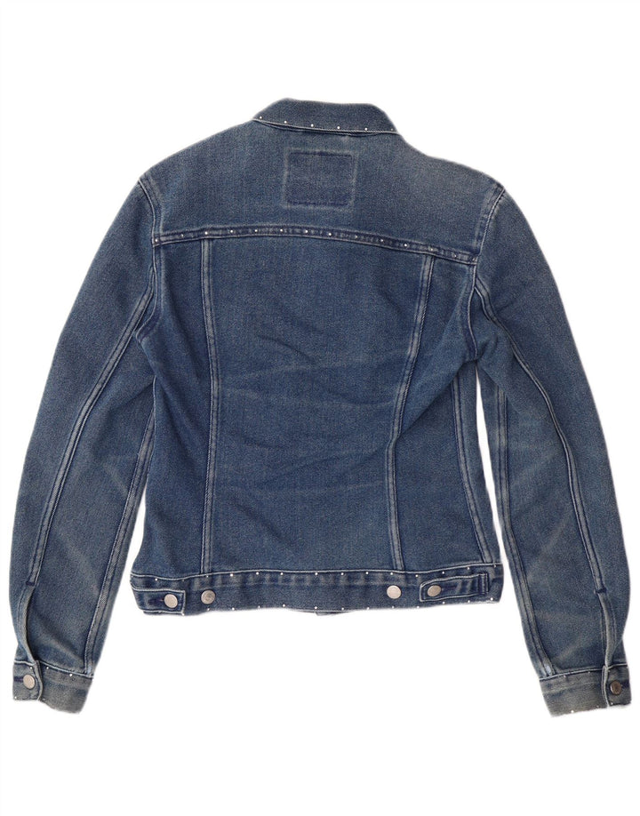 Levi's Veste en Jean Crop Femme UK 12 Bleu Moyen Coton