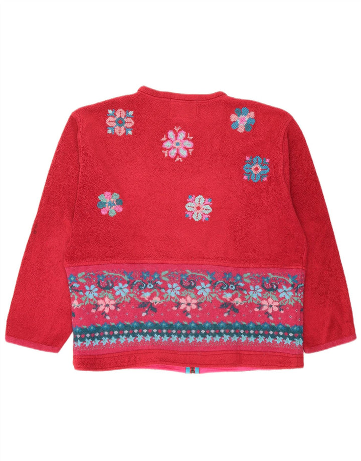 Silvy Veste polaire surdimensionnée pour femme UK 14 Polyester floral rouge moyen