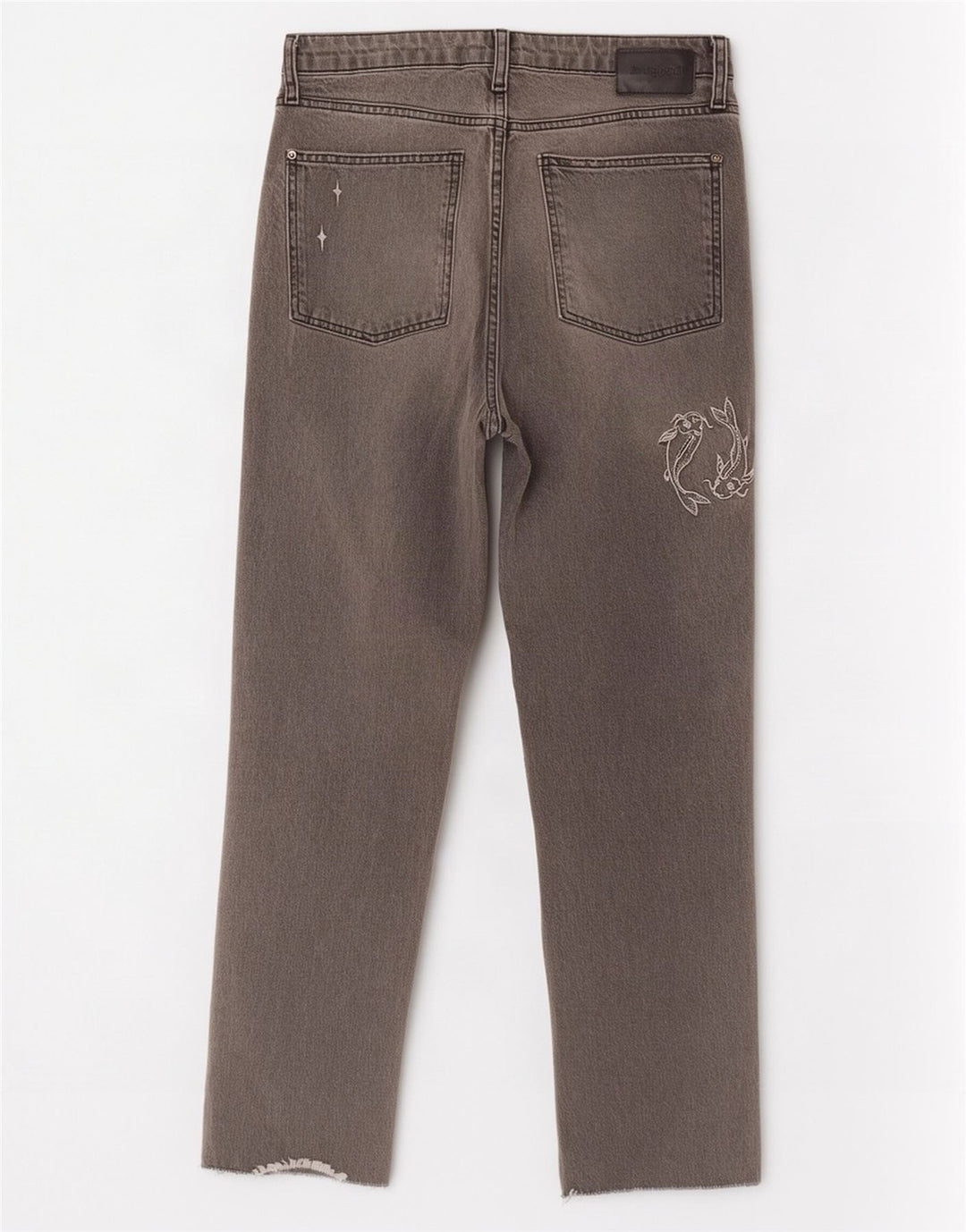 Desigual Jean droit à motif abstrait pour femme EU 42 Large W32 L28 Gris