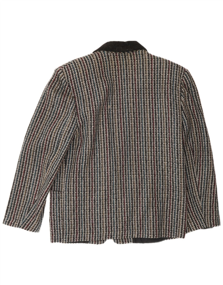 vintage Womens 1 Button Blazer Jacket UK 10 Petit chèque multicolore