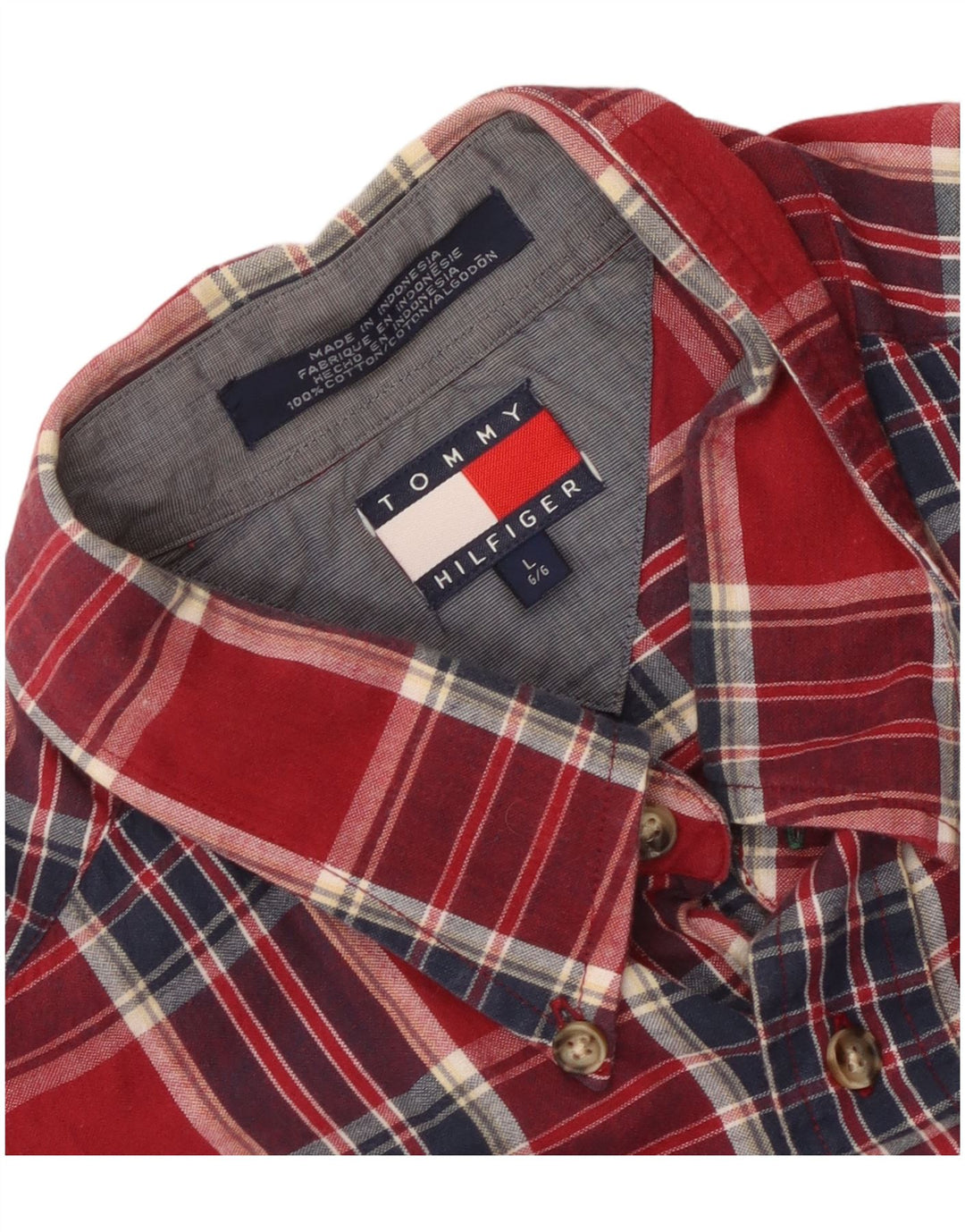 Tommy Hilfiger Chemise Homme Grand Carreau Rouge Coton