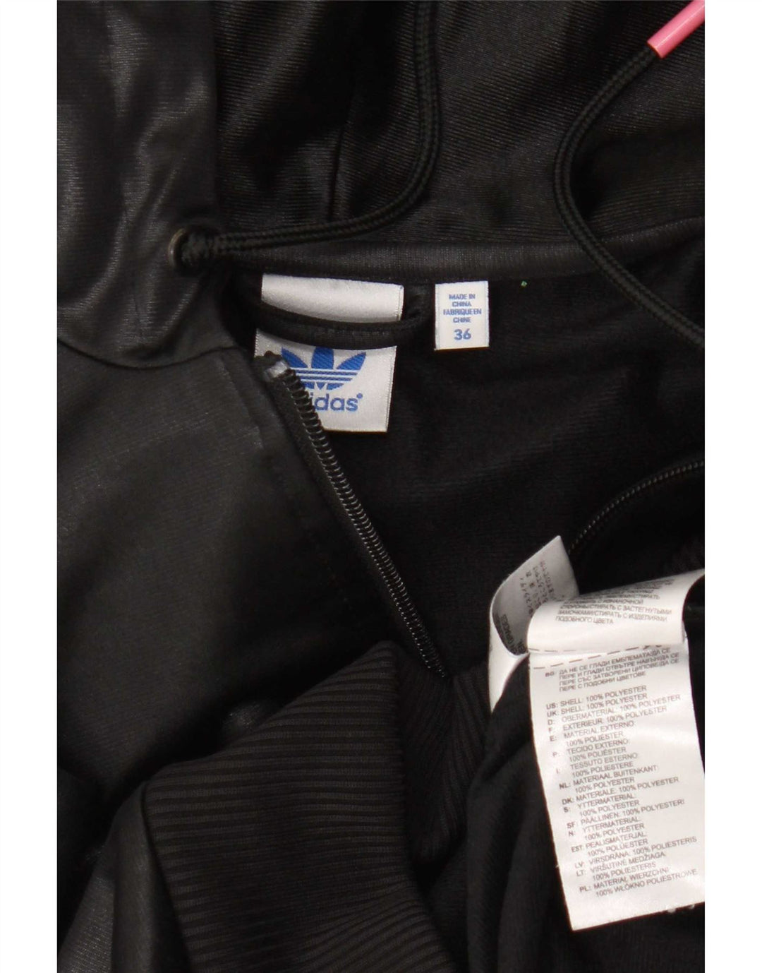 Adidas Veste de survêtement à capuche pour femme EU 36 Petit Noir Polyester