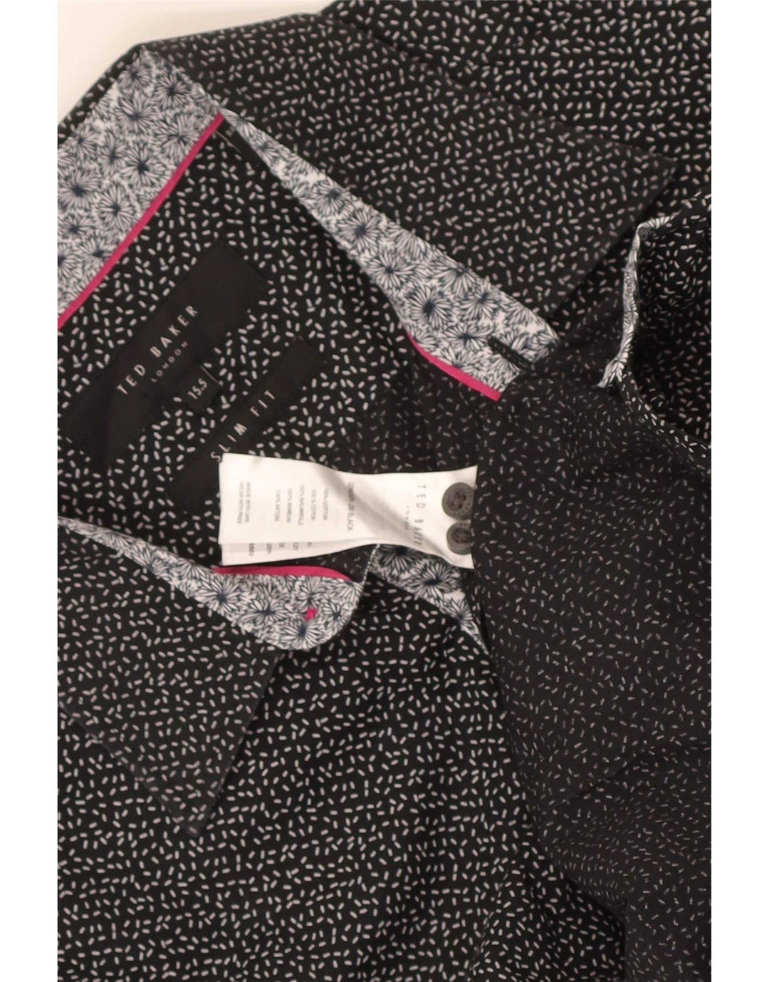 Ted Baker Chemise ajustée à motif abstrait pour homme Taille 15 1/2 Noir moyen