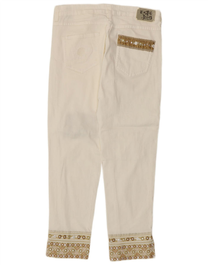 Desigual Jean Fuselé W30 L27 Femme Blanc Coton