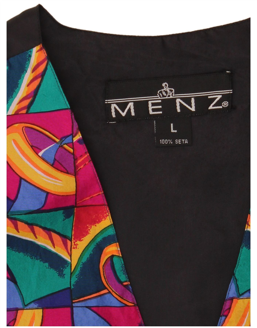 VINTAGE Gilet Homme Grand Patchwork Multicolore Soie