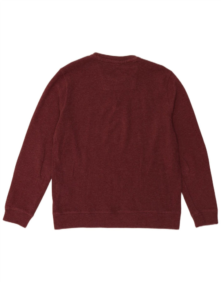 CREW CLOTHING Pull à col rond pour homme en coton bordeaux Taille L