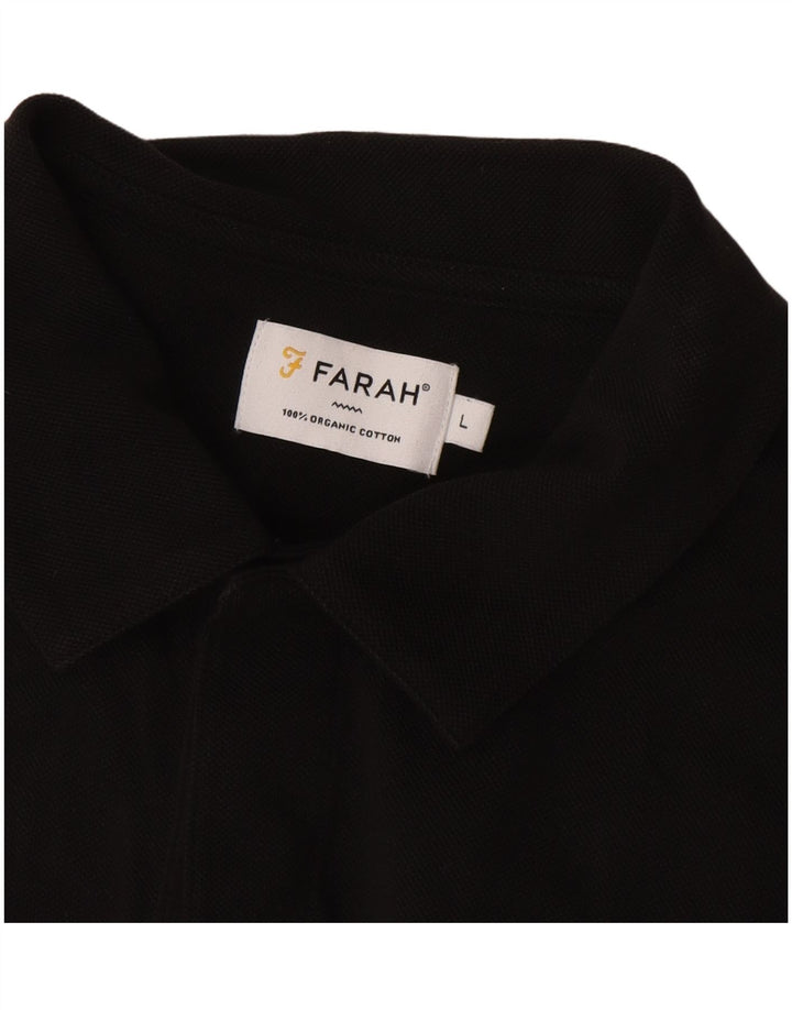 Farah Polo à manches longues pour hommes, grand coton noir
