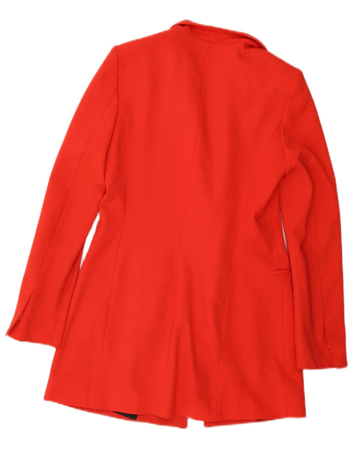 ZARA Veste blazer longue pour femme UK 12 Polyester rouge moyen