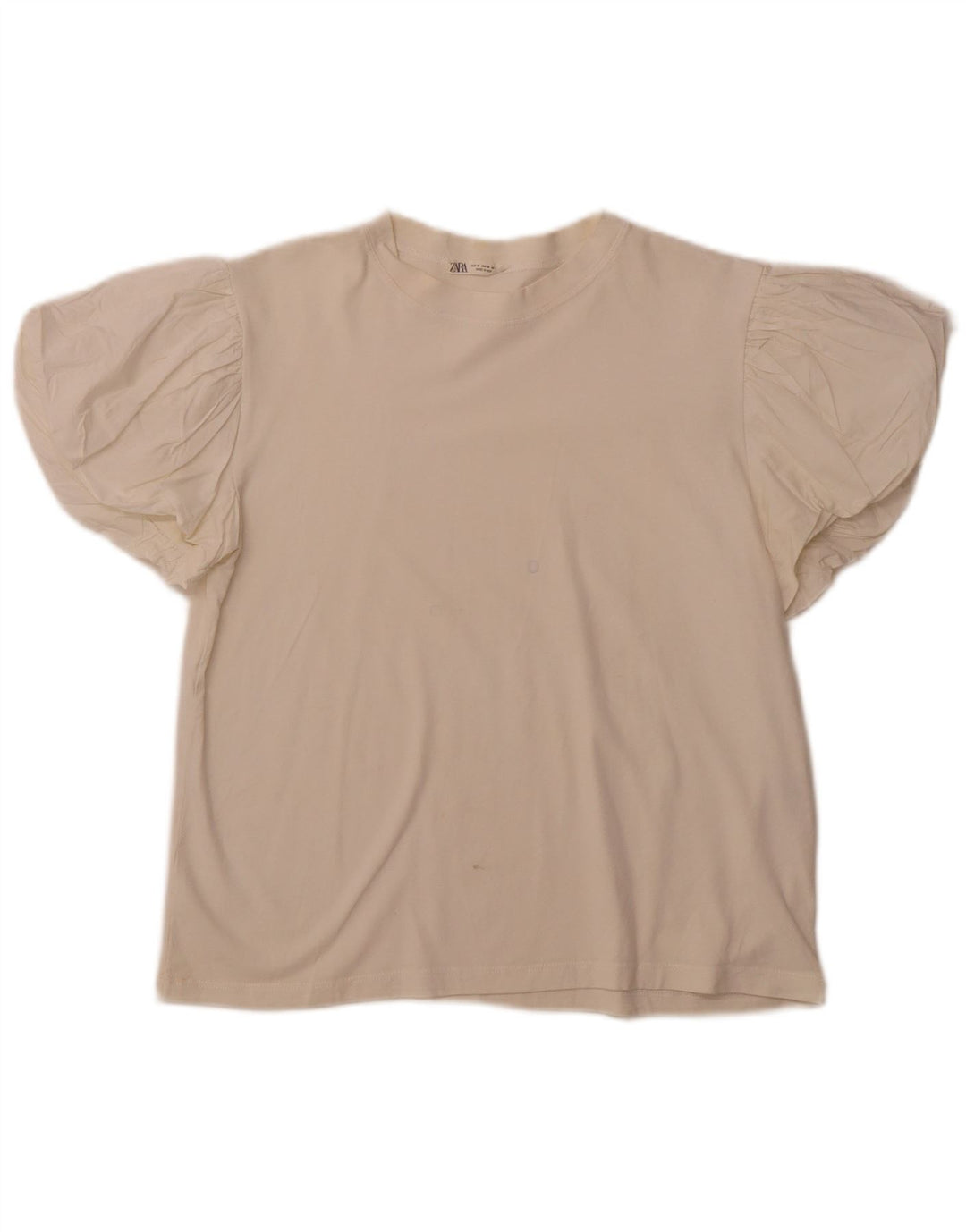 ZARA Womens Blouse Top UK 12 Medium Off White Cotton
