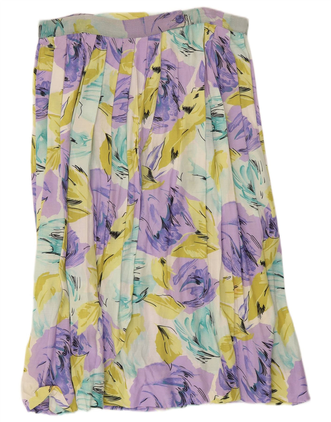 jupe plissée femme vintage W32 Grand motif floral multicolore