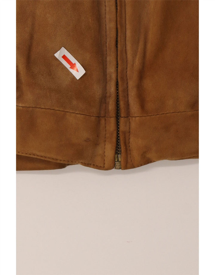 vintage Mens Suede Bomber Jacket IT 50 Grand Cuir Marron