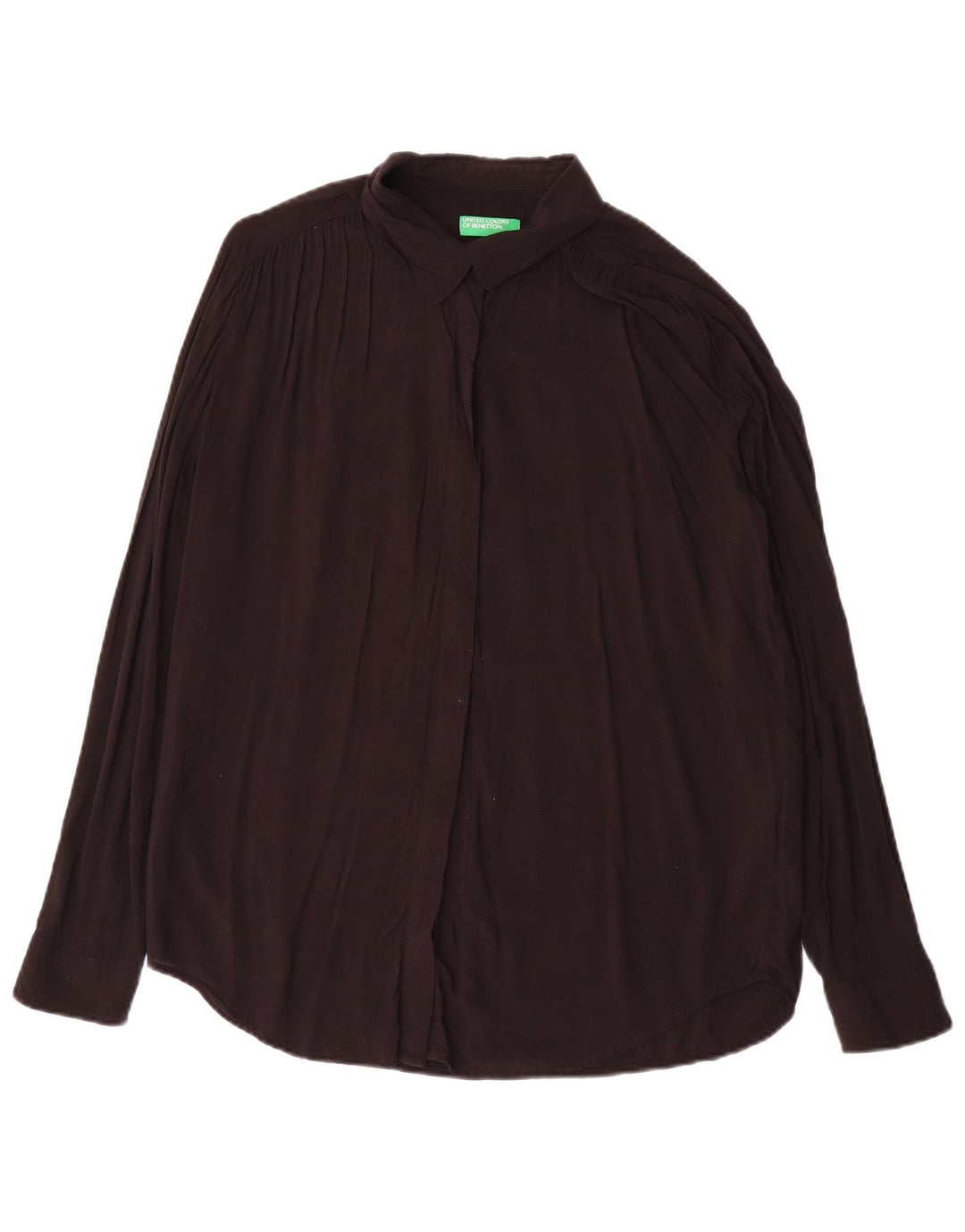 Benetton Chemisier surdimensionné pour femme UK 46 Large Viscose Noir
