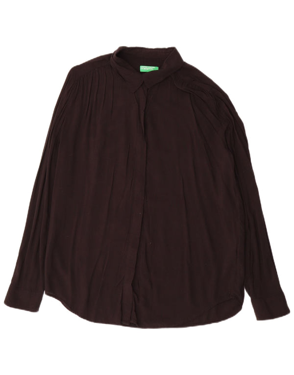 Benetton Chemisier surdimensionné pour femme UK 46 Large Viscose Noir
