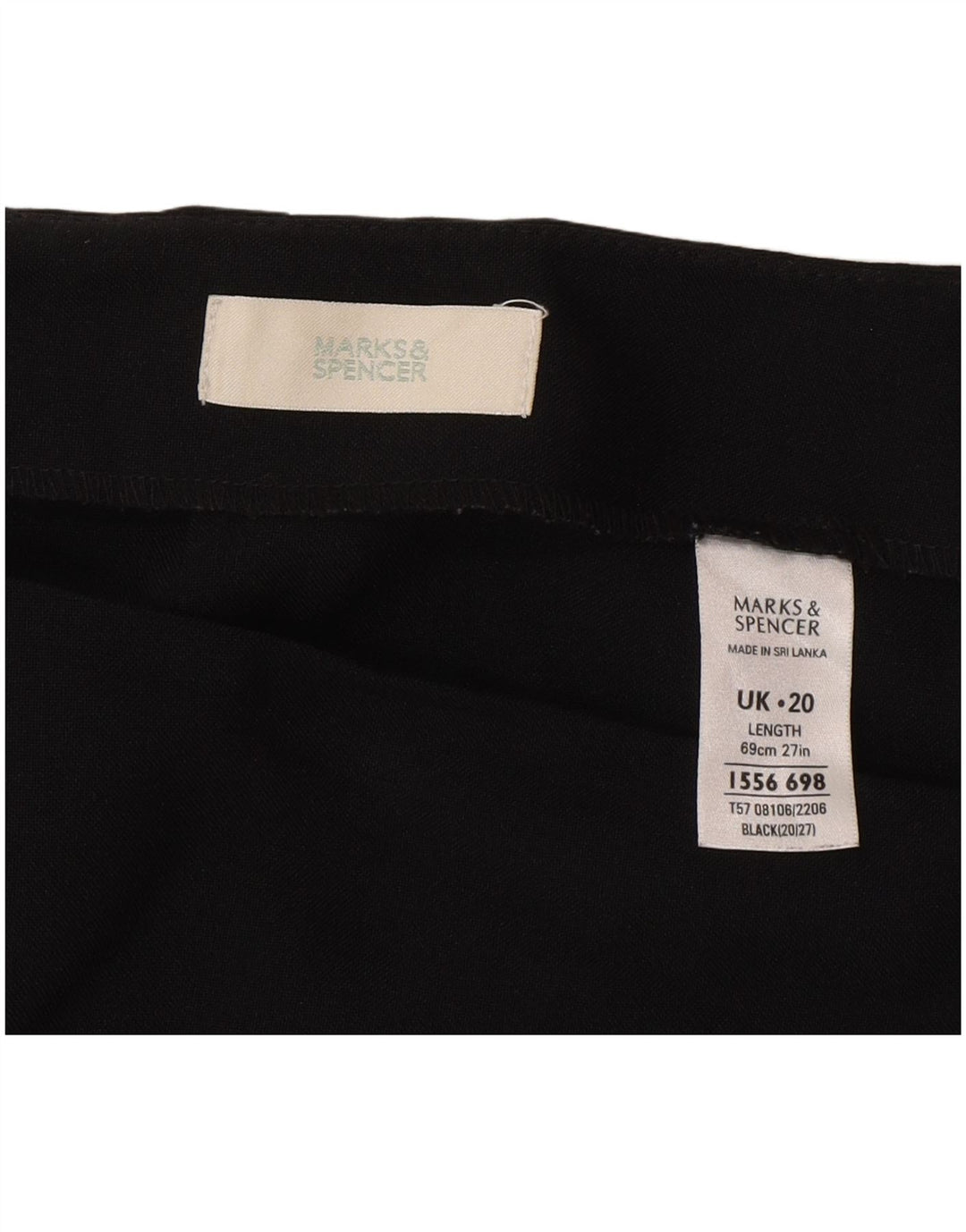 Marks & Spencer Jupe crayon femme UK 20 2XL W40 Noir Polyester