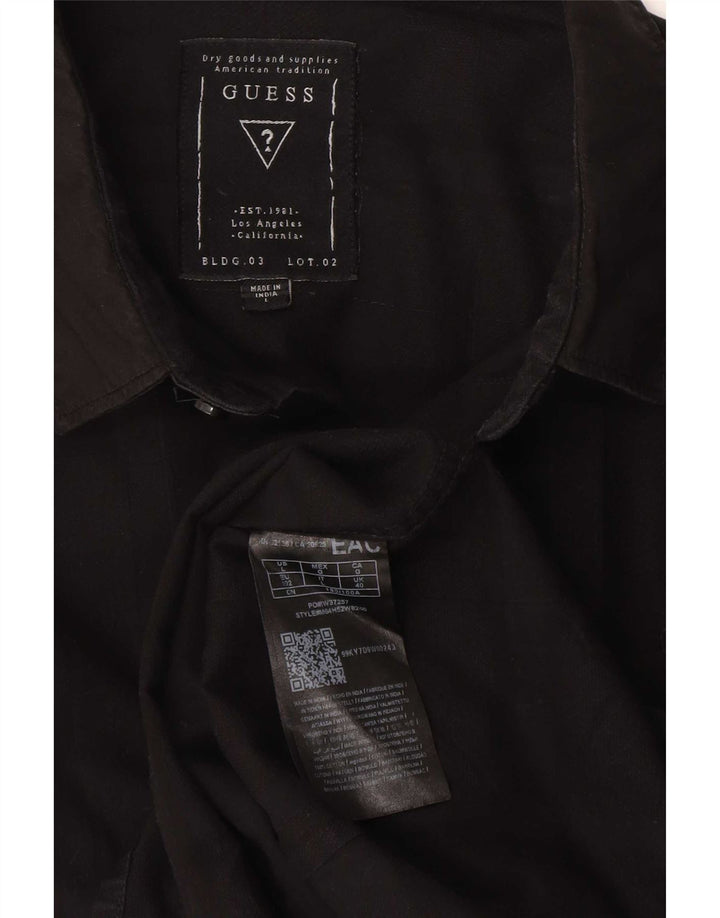 Guess Chemise Slim Fit pour Homme en Coton à Carreaux Noir Grand