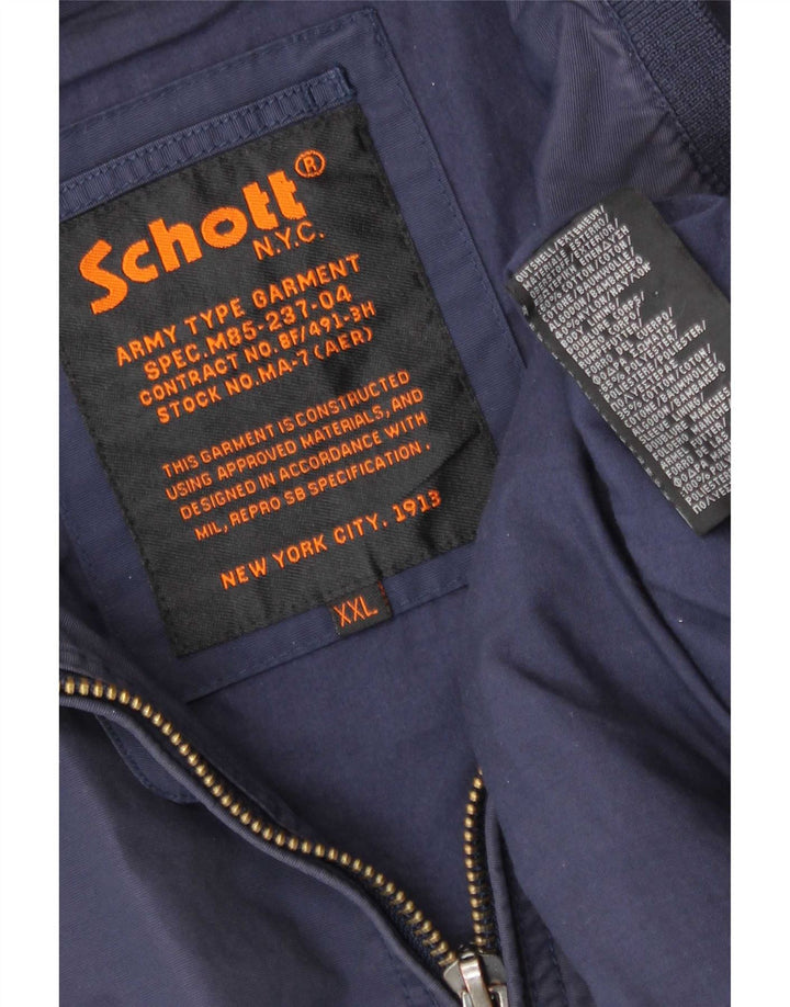 Schott Veste Bomber Homme UK 44 2XL Bleu Marine Coton